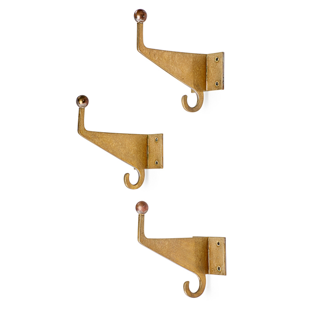 Attributed to Josef Hoffmann, ‘Three Coat Hooks, Austria’, Early 20th C., Design/Decorative Art, Brass, Silvered Brass, Rago/Wright