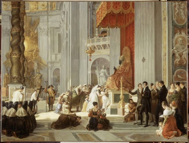 Hortense Lescot, ‘Le Baisement des pieds de la statue de saint Pierre dans la basilique Saint-Pierre de Rome (Kissing of the feet of the statue of St. Peter in St. Peter's Basilica in Rome)’, 1812, Château de Fontainebleau
