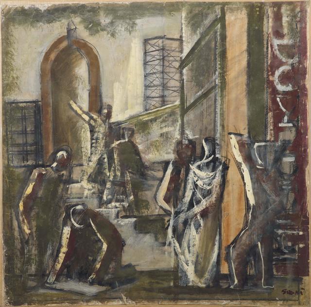 Mario Sironi, ‘Work’, made in 1933, Painting, Mixed technique, tempera, on intelated paper, Pandolfini