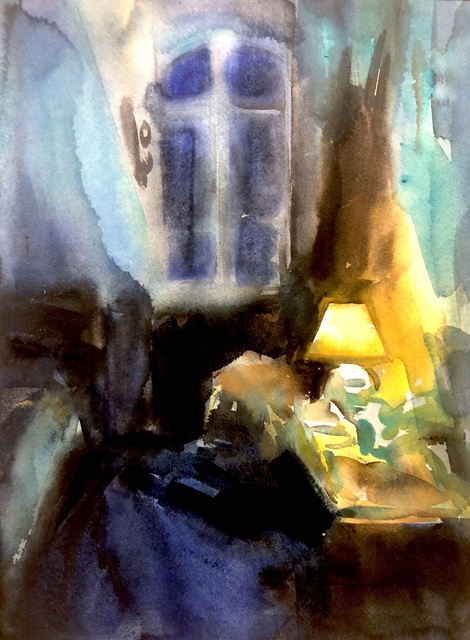 Ekaterina Popova, ‘Summer Night’, 2018, Drawing, Collage or other Work on Paper, Watercolor on paper, framed, Deep Space Gallery