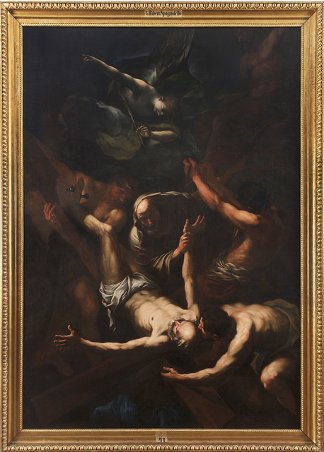 Giovanni Beinaschi, ‘The Martyrdom of Saint Peter’, ca. 1660, Painting, Oil on canvas, Robert Simon Fine Art