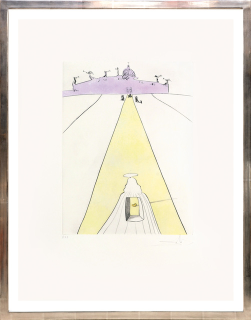 Salvador Dalí, ‘Dieu, le temps, l'espace et le pape (God, Time, Space and the Pope)’, 1974, Print, Drypoint etching with pochoir stencil on Velin de Rives paper, artrepublic