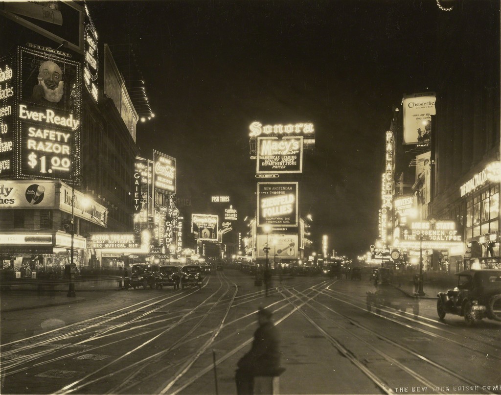 A Night View of Broadway looking North from 45th Street