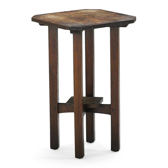 L. & J.G. Stickley, ‘Clip-Corner Stand, Fayetteville, NY’, ca. 1905, Rago/Wright