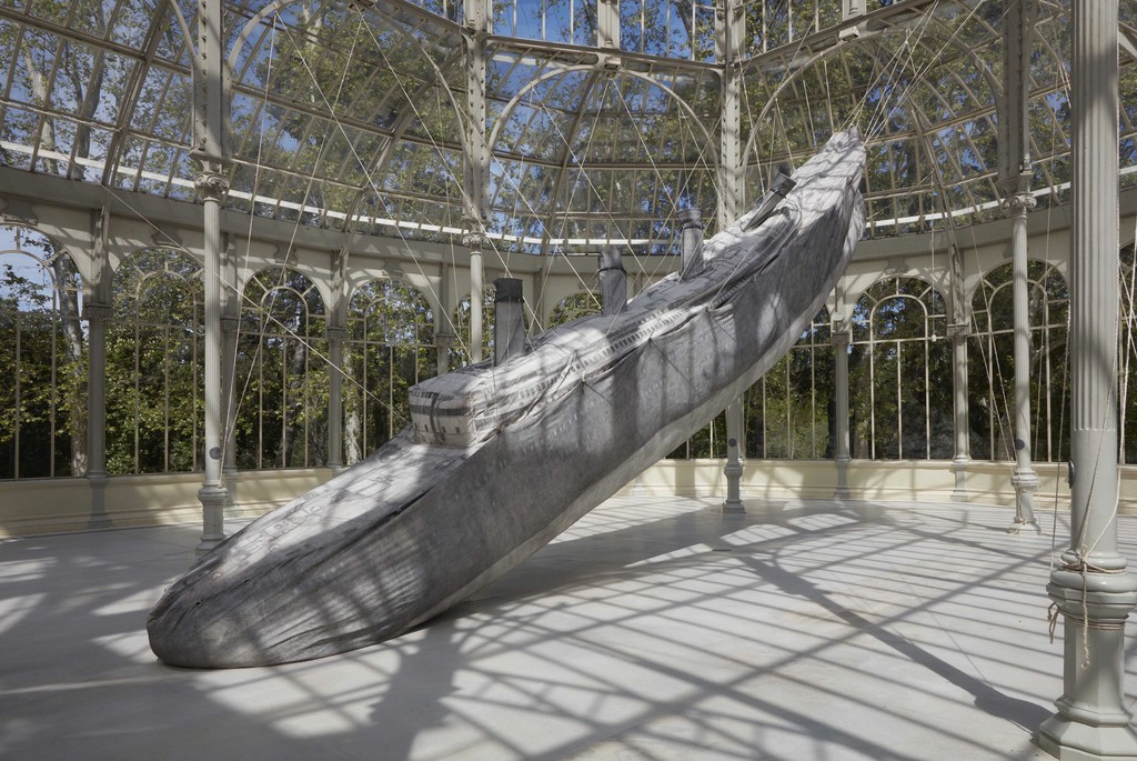 Installation view, "Damián Ortega: The Rocket and the Abyss" in the Palacio de Cristal, Parque del Retiro. May 2016. Photo: Joaquín Cortés/Román Lores. Museo Nacional Centro de Arte Reina Sofia. Installation view, "Damián Ortega: The Rocket and the Abyss" in the Palacio de Cristal, Parque del Retiro. May 2016. Photo: Joaquín Cortés/Román Lores. Museo Nacional Centro de Arte Reina Sofia.