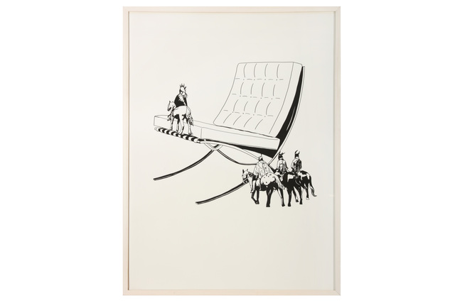 Virginie Barré, ‘Apsarokes & Barcelona Armchair by Ludwig van der Rohe, 1929-2948’, 2006, Gouache and marker on paper, Chiswick Auctions