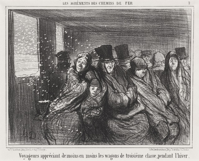 Honoré Daumier, ‘Voyageurs appréciant de moins en moins les wagons de troisième classe...’, published 1856, National Gallery of Art, Washington, D.C.