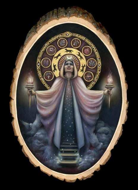 Kimera Wachna, ‘ Hecate’, 2020, Painting, Acrylic and 24k gold leaf on wood, Haven Gallery