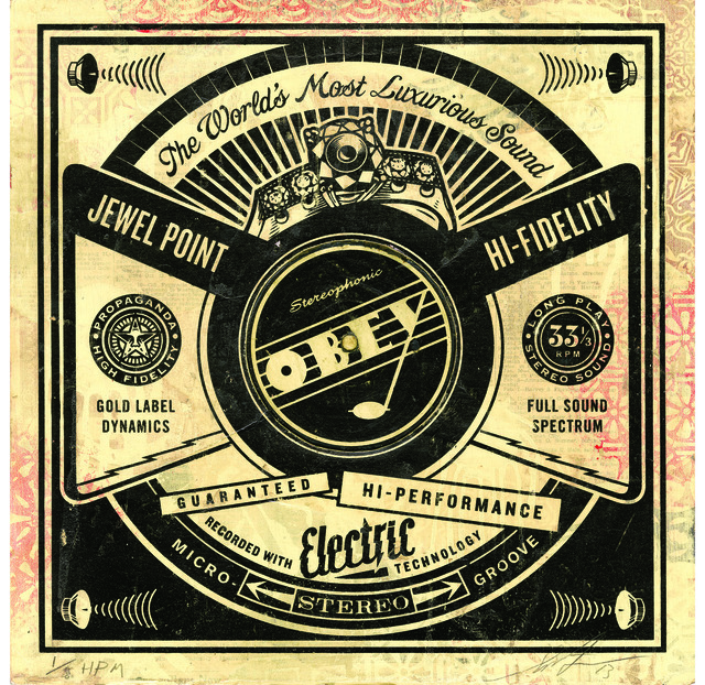 Shepard Fairey, ‘Luxurious Sounds ’, 2013, Mixed Media, Screen print and mixed media collage on paper (album cover), Underdogs Gallery