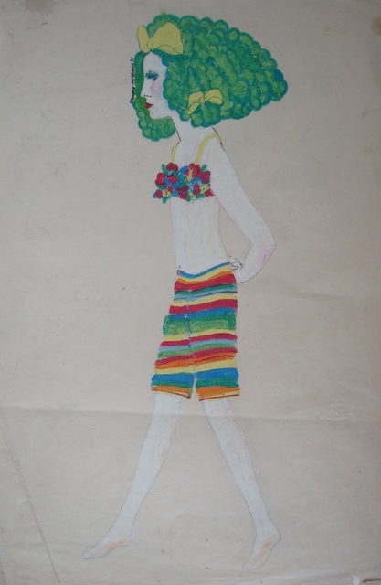 Delia Cancela, ‘Chica con pelo verde y rayas’, 1966, Drawing, Collage or other Work on Paper, Mixed media on paper, Herlitzka + Faria
