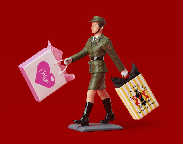 Jim Riswold, ‘THE PEOPLE’S LIBERATION ARMY GOES SHOPPING (AT CHLOE AND GIORGIO)’, 2015, Photography, Digital Print on Hahnemuhle Photo Rag Pearl, Treason Gallery