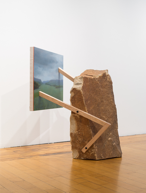 Mike Womack, ‘Landscape Painting 3 (Rock)’, 2018, Sculpture, Oil on linen with wood and rock, David B. Smith Gallery