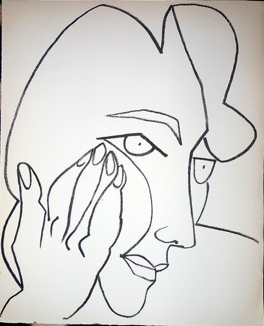 Françoise Gilot, ‘Portrait head of a Woman Lithograph’, 1950-1959, Lions Gallery