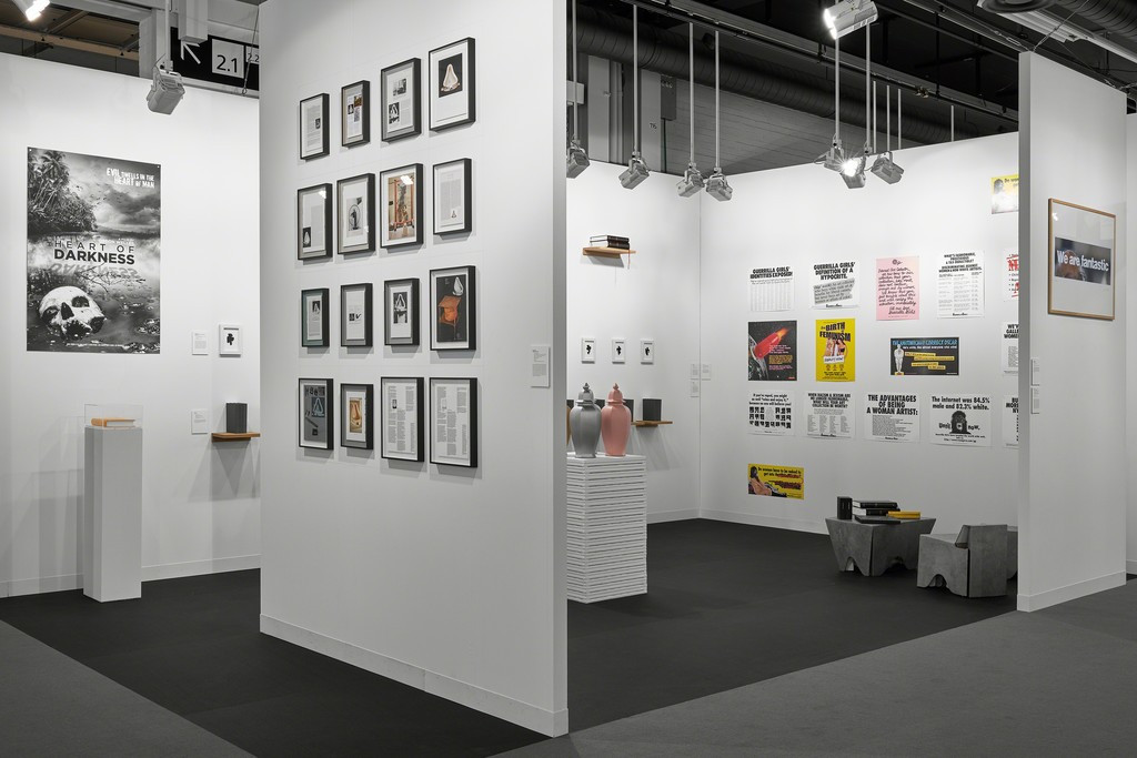 mfc-michèle didier gallery's booth (E8, Hall 2.0) in Art Basel 2017.
Works by Saâdane Afif, Fiona Banner, The Guerrilla Girls, On Kawara, Allan McCollum, Annette Messager, Antoni Muntadas and Claude Rutault.
Photo credit : Robert Glowacki mfc-michèle didier gallery's booth (E8, Hall 2.0) in Art Basel 2017.
Works by Saâdane Afif, Fiona Banner, The Guerrilla Girls, On Kawara, Allan McCollum, Annette Messager, Antoni Muntadas and Claude Rutault.
Photo credit : Robert Glowacki