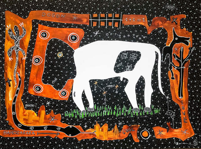 Henri Abraham Univers, ‘Le Veau ’, 2021, Painting, Acrylic on canvas board, Out of Africa Gallery