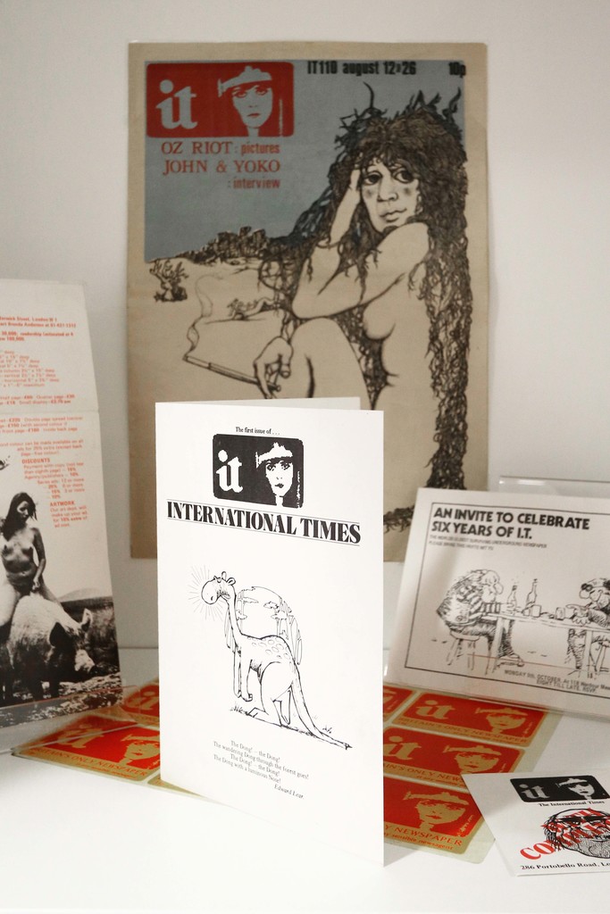 ‘IT’ ephemera including advertising stickers and rates card ‘IT’ ephemera including advertising stickers and rates card