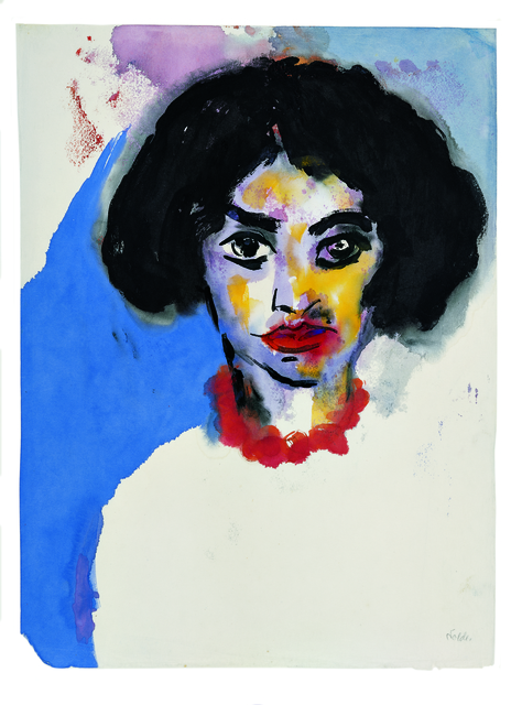 Emil Nolde, ‘Frau T. mit roter Kette’, 1930, Drawing, Collage or other Work on Paper, Watercolour on Japanese paper, Louisiana Museum of Modern Art