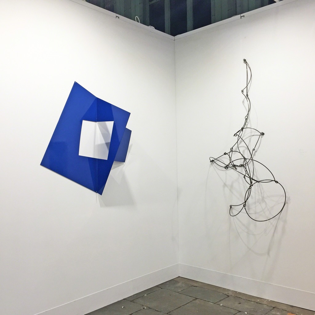 Ursula Sax with 'Ausgang' and 'Cosmometrie'; photo: gallery Ursula Sax with 'Ausgang' and 'Cosmometrie'; photo: gallery