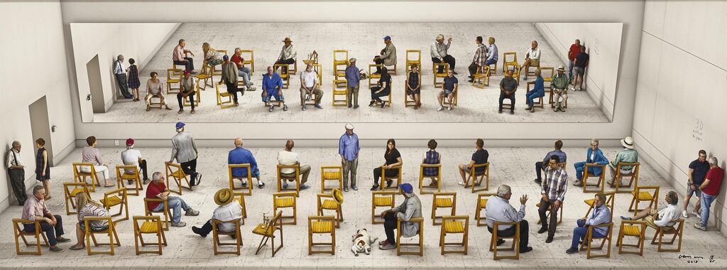 David Hockney - Pictured Gathering with Mirror