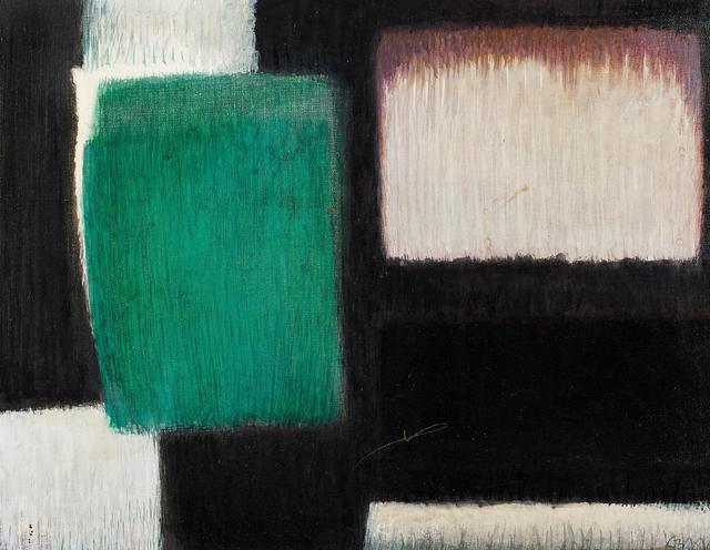 Georg Meistermann, ‘Mit dem Schwarz (Mit Schwarz)’, 1960, Painting, Oil on canvas, Van Ham