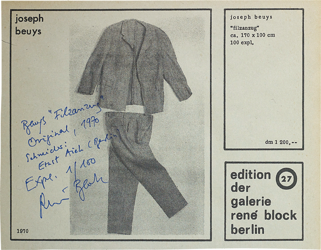 Joseph Beuys Filzanzug Felt Suit 1970 Artsy