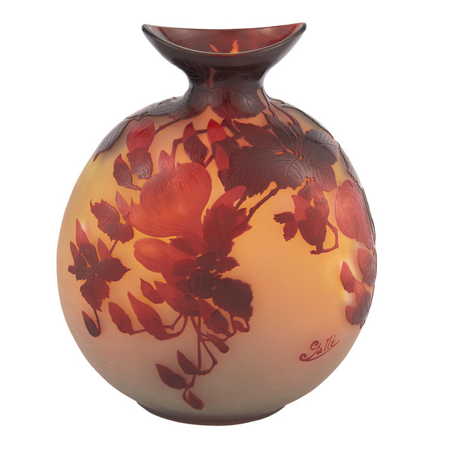 ‘Gallé Acid-Etched Cameo Glass Magnolia Vase’, circa 1990, Design/Decorative Art, Doyle