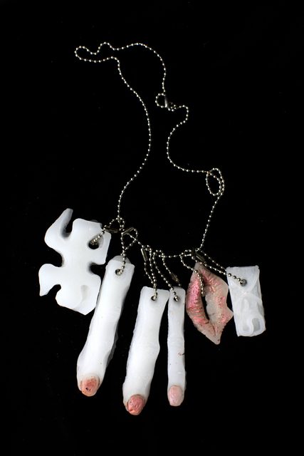 Naomi Fisher, ‘Puzzle, finger, finger, finger, lips, sex’, 2016, Sculpture, Handmade peppermint essential oil infused paraffin wax and pigment charms on chain, Cultured Magazine