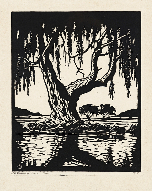 Jacob Hendrik Pierneef, ‘Wilgerboom in die Somer (Nilant 79)’, 1925, Print, Linocut, Strauss & Co