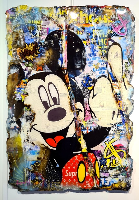 Adriano Cuencas, ‘All I Need is LOVE’, 2020, Painting, Collage & Mixed Media on cardboard, Samhart Gallery