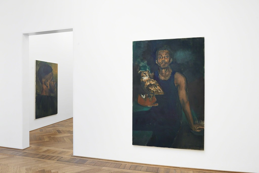 Lynette Yiadom-Boakye, Installation view "A Passion To A Principle," Kunsthalle Basel, 2016, view on (f.l.t.r.) "Waxwing," 2016, and "The Matters," 2016. Photo: Philipp Hänger Lynette Yiadom-Boakye, Installation view "A Passion To A Principle," Kunsthalle Basel, 2016, view on (f.l.t.r.) "Waxwing," 2016, and "The Matters," 2016. Photo: Philipp Hänger