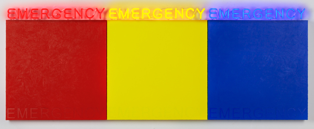 Deborah Kass, ‘EMERGENCY (RED, YELLOW, BLUE) ’, 2019, Painting, Acrylic and neon on canvas, Kavi Gupta