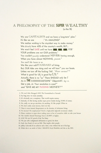 William Powhida, ‘The 1%’, 2011, Postmasters Gallery