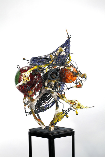 Raymon Elozua, ‘H: IMF-07: & 07 Blur S&S’, sculpture: 2016; photo: 2010, Sculpture, Sculpture:04 terra cotta, whiteware, glaze, steel rod and plate; photo: archival inkjet print, Ferrin Contemporary