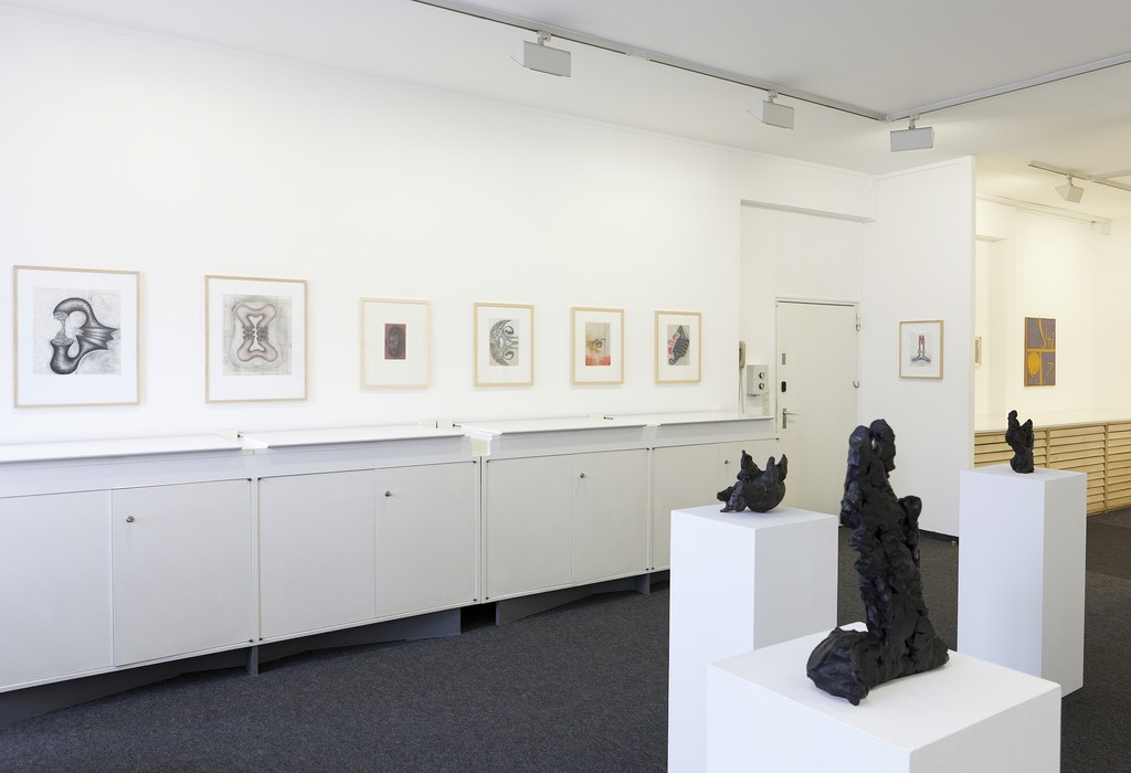 Installation view, Interim 2016 / 2017, drawings by John Newman, sculptures by Michael Croissant and Per Kirkeby Installation view, Interim 2016 / 2017, drawings by John Newman, sculptures by Michael Croissant and Per Kirkeby