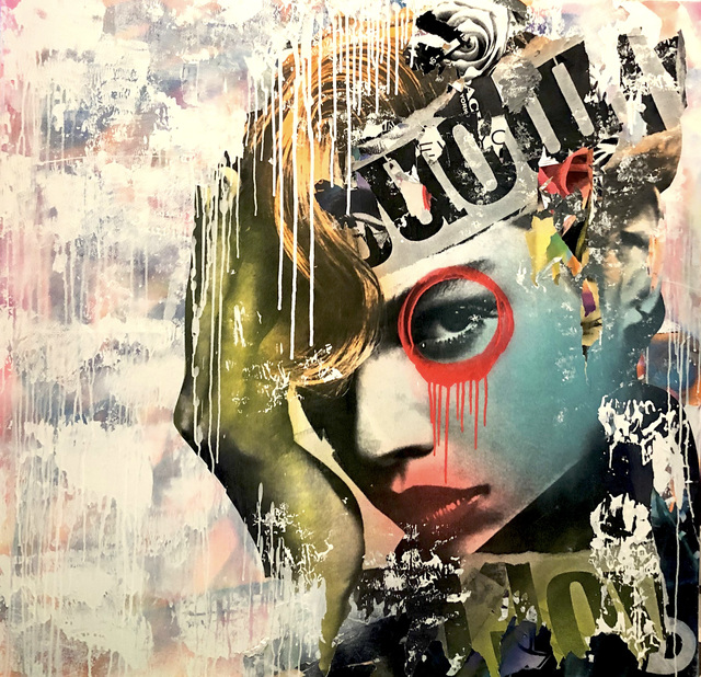 DAIN, ‘Almond Joy Couture’, 2019, Painting, Wheat-paste, acrylic and spray paint on canvas, Avant Gallery