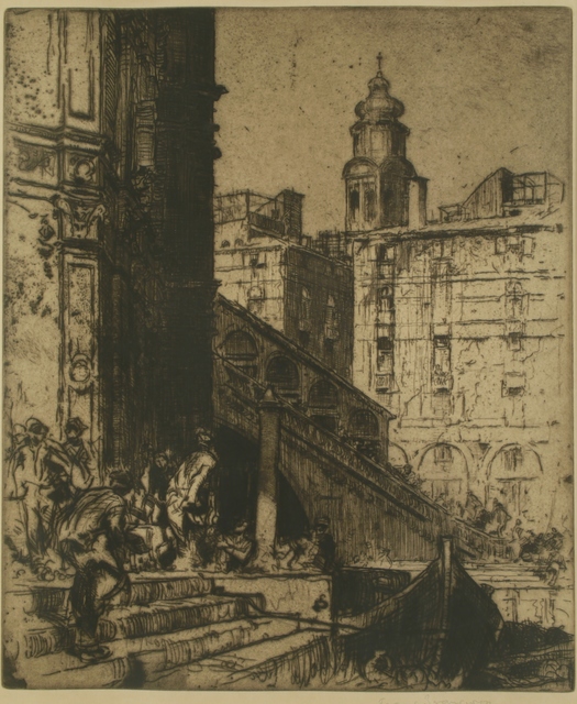 Sir Frank Brangwyn, ‘Rialto Boatmen, Venice’, ca. 1910, Print, Etching, Private Collection, NY