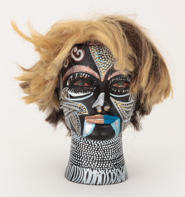 Christina Marie Fong, ‘The Black Voodoo Woman’, 2017, Drawing, Collage or other Work on Paper, Acrylic and paint pen on mannequin head, Creativity Explored