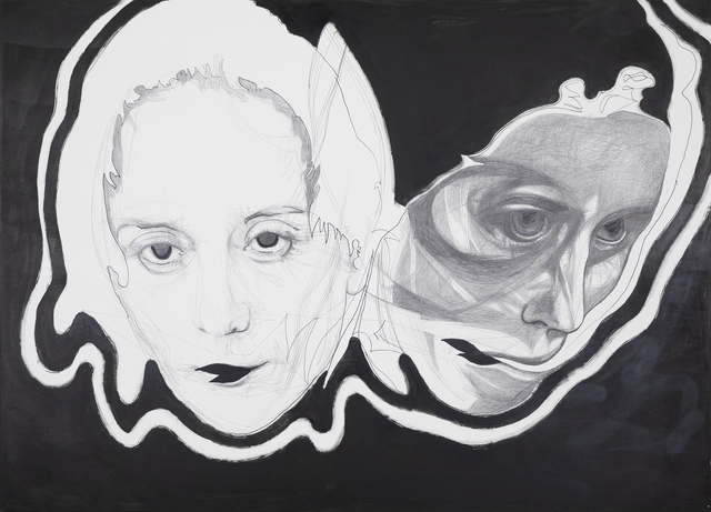 Franz Graf, ‘SNAKE FACE’, 2018-2019, Painting, Graphite and ink on wood, Galerie Krinzinger