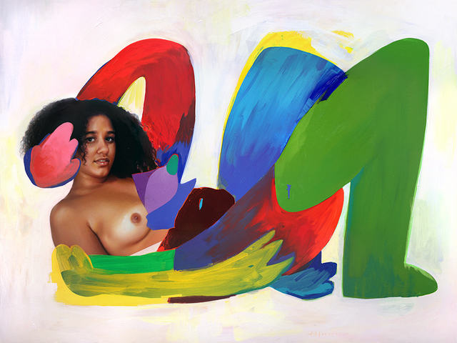 Erik Jones, ‘The Reclining Nude’, 2017, Painting, Watercolor, pencil, acrylic, wax pastel and oil on paper mounted to wood panel, Hashimoto Contemporary