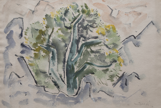 B. J. O. Nordfeldt, ‘Tree and Mountain’, 1951, Peyton Wright Gallery
