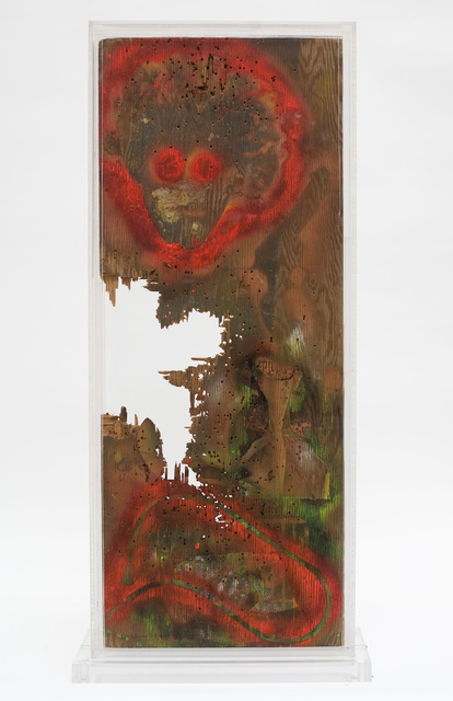 William S. Burroughs, ‘Ten Gauge City’, 1988, Sculpture, House paint on wood panel with gunshot holes in a plexi-glass, October Gallery