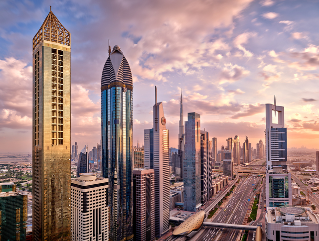 Andrew Prokos Sheikh Zayed Road Towers At Sunset Long Exposure Available For Sale Artsy