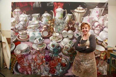 Artist Margaret Morrison with "Keramikos" Artist Margaret Morrison with "Keramikos"