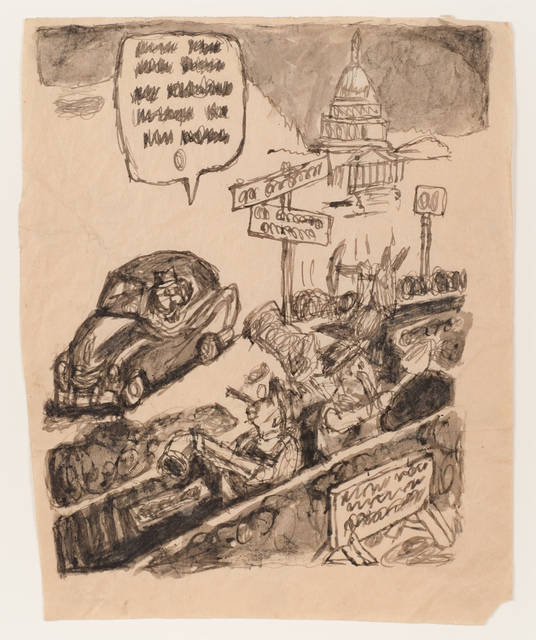James Castle, ‘Untitled (Political cartoon)’, n.d., Fleisher/Ollman