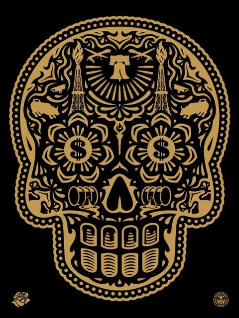 Shepard Fairey (OBEY), ‘Power & Glory Day of the Dead Skull (Gold)’, 2014, Dope! Gallery