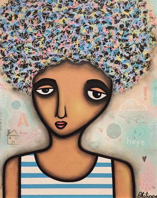 Philippe Guérin, ‘Hope Bleu’, 2019, Painting, Acrylique, graphite, pastel à l'huile et époxy sur bois, Artêria