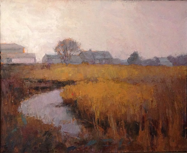 Larry Horowitz | ''Misty Marsh'' oil painting yellow and brown