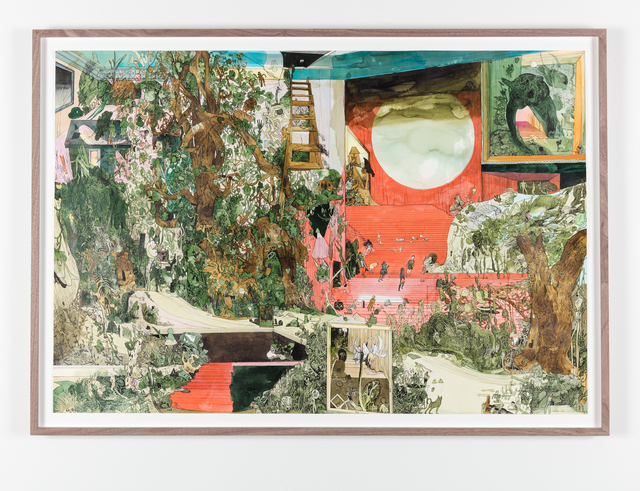 Peter Köhler, ‘By Following Nothing but the Owl's Shadow into the Enchanted Forest’, 2019, Drawing, Collage or other Work on Paper, Ink and acrylic on paper, Galleri Magnus Karlsson