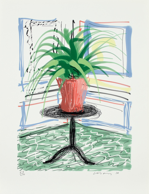 David Hockney, ‘A Bigger Book, Art Edition C’, 2010/2016, Print, IPad drawing in colours, printed on archival paper, with full margins, with the illustrated 680-page chronology book, numbered 557 (printed), original print portfolio and adjustable book stand designed by Marc Newson, contained in the original cardboard box with label stamp-numbered 0557., Phillips