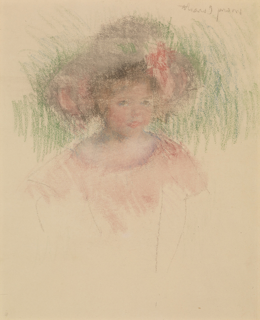 Mary Cassatt, ‘Bust Length Sketch of Margot in a Big Hat and a Red Dress,’, ca. 1903, Somerville Manning Gallery